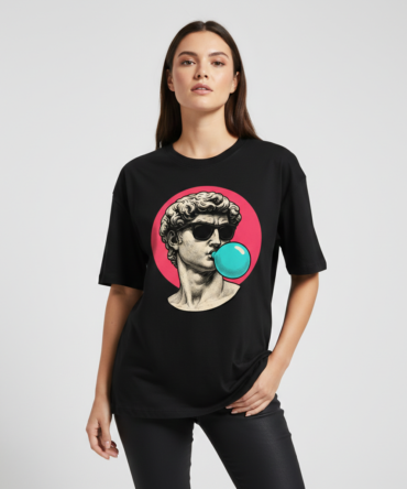 Urban Bubble Statue Graphic Oversized Tee